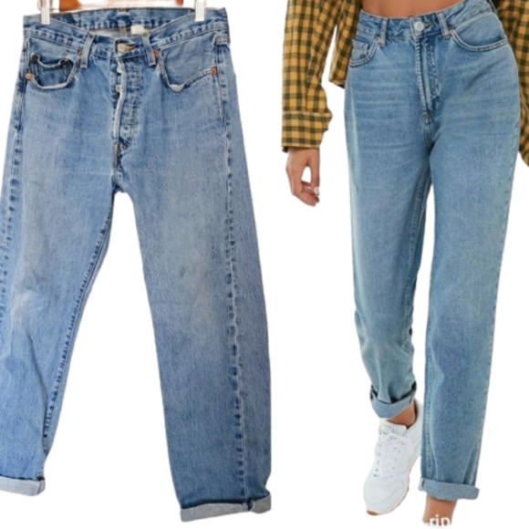 Levi's Denim - 501 levis button down destressed denim jeans